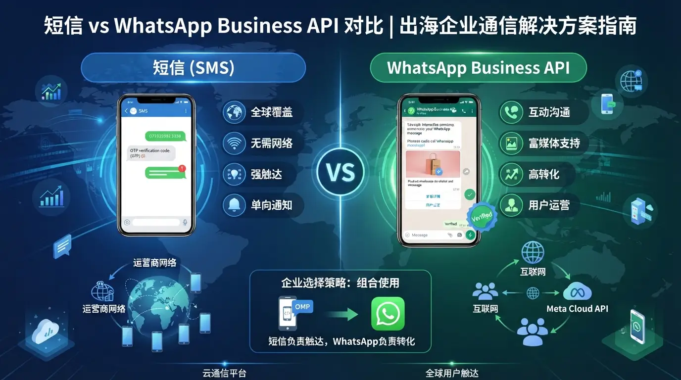短信 vs WhatsApp Business API 对比 | 出海企业通信解决方案指南
